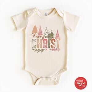 Merry Christmas Trees and Snowflakes T-shirt, Holiday Graphic Tee